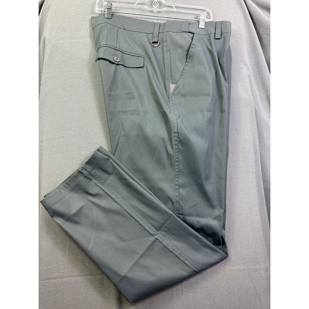 Glideactive Men Grey Flat Front Straight Leg Utility Trouser D-Ring 46x32 SZ 5X